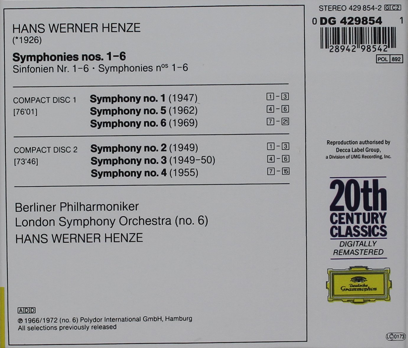 Symphonies 1-6