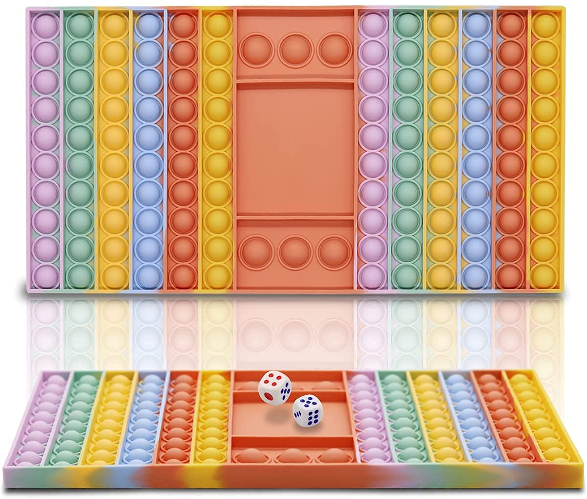 Big Pop Game Fidget Toy, Rainbow Chess Board Push Bubble Popper Fidget Sensory Toys for Parent-Child Time, Interactive Jumbo Stress Relief Figetget Toy to Play with Friends