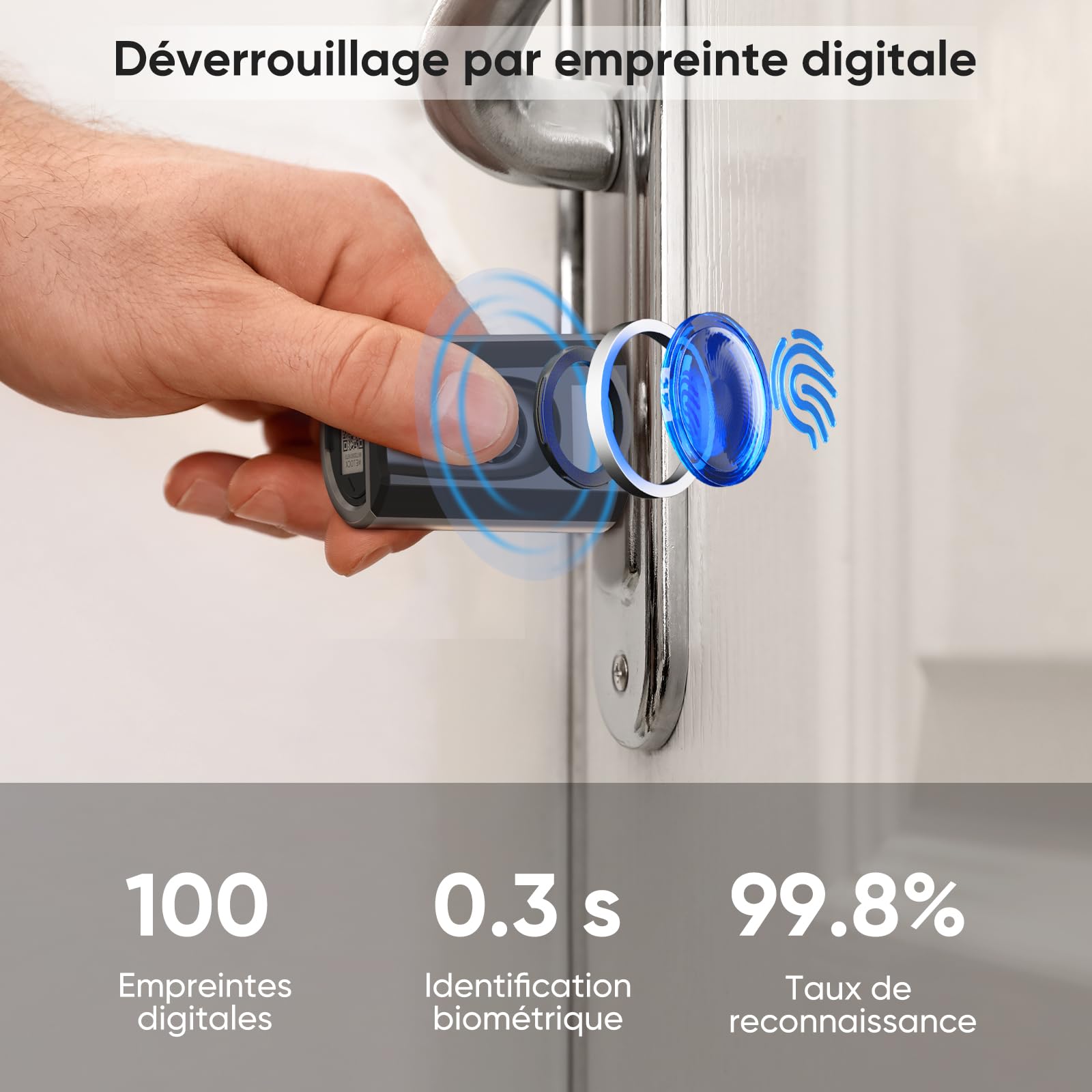 RUILON Serrure empreinte digitale - Touch41 Serrure connectee porte entree IP65 avec 3 cartes RFID, Cylindre biometrique 40x30 pour épaisseur de porte 50-100 mm Maison Bureau facile à installer