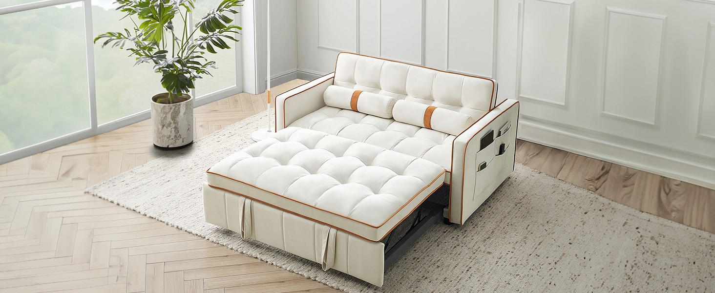 Amazon.com: JEEOHEY 3-in-1 Convertible Sleeper Sofa Bed,55.5
