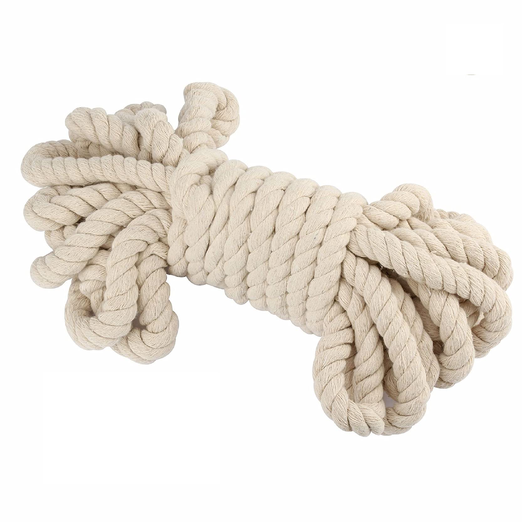 ZNKZJ Cuerda de algodón con cordón de macramé 328 pies,Cuerda de macramé, cordón de algodón Natural Suave Trenzado de 3 Hilos ，Cadena de macramé para Crafts, Colgantes de Pared,Beige-20mm