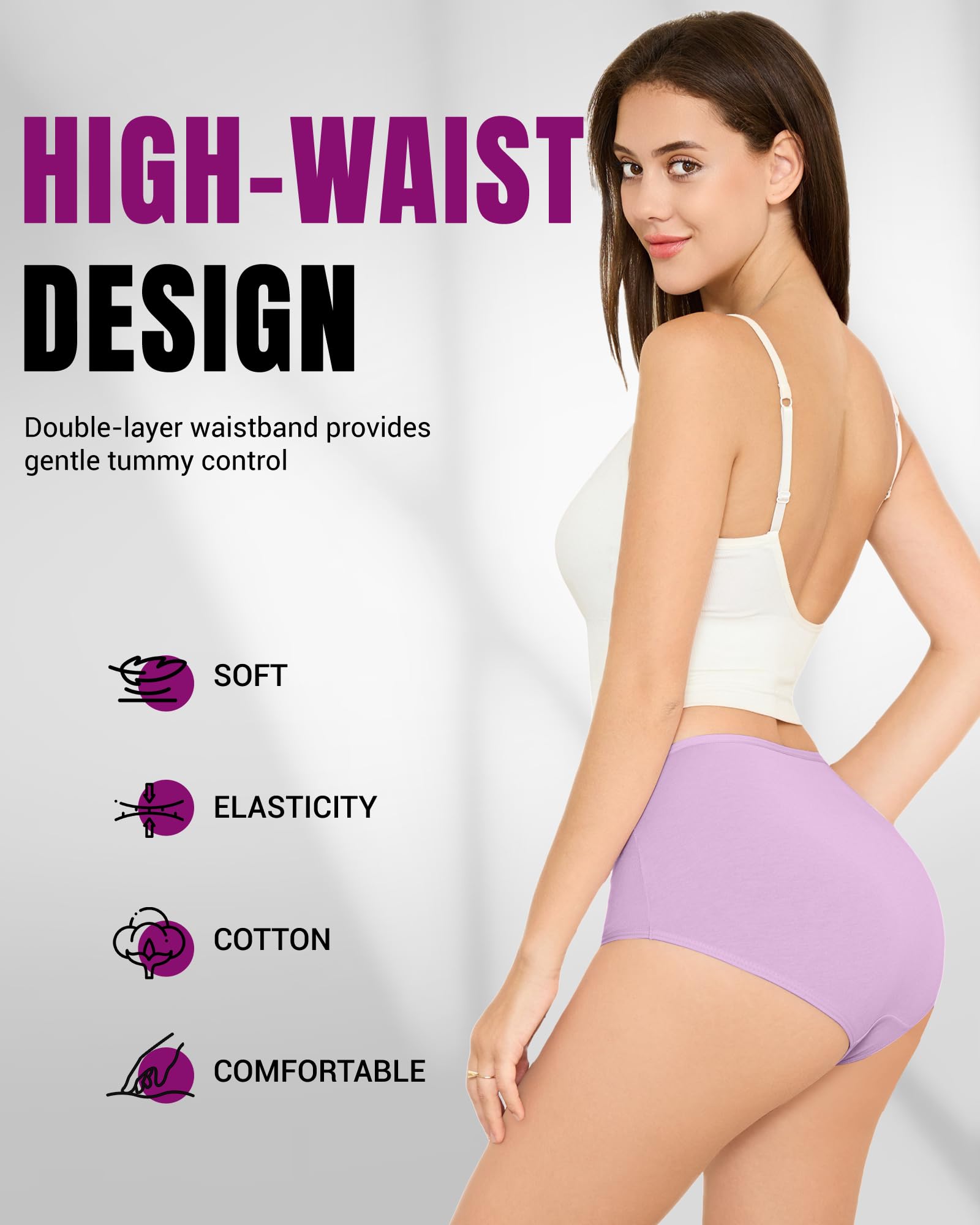 TANSTC Mutande Slip Donna Cotone Vita Alta Culotte Donna Comode Elasticizzato Sexy Intimo, Pacco da 5