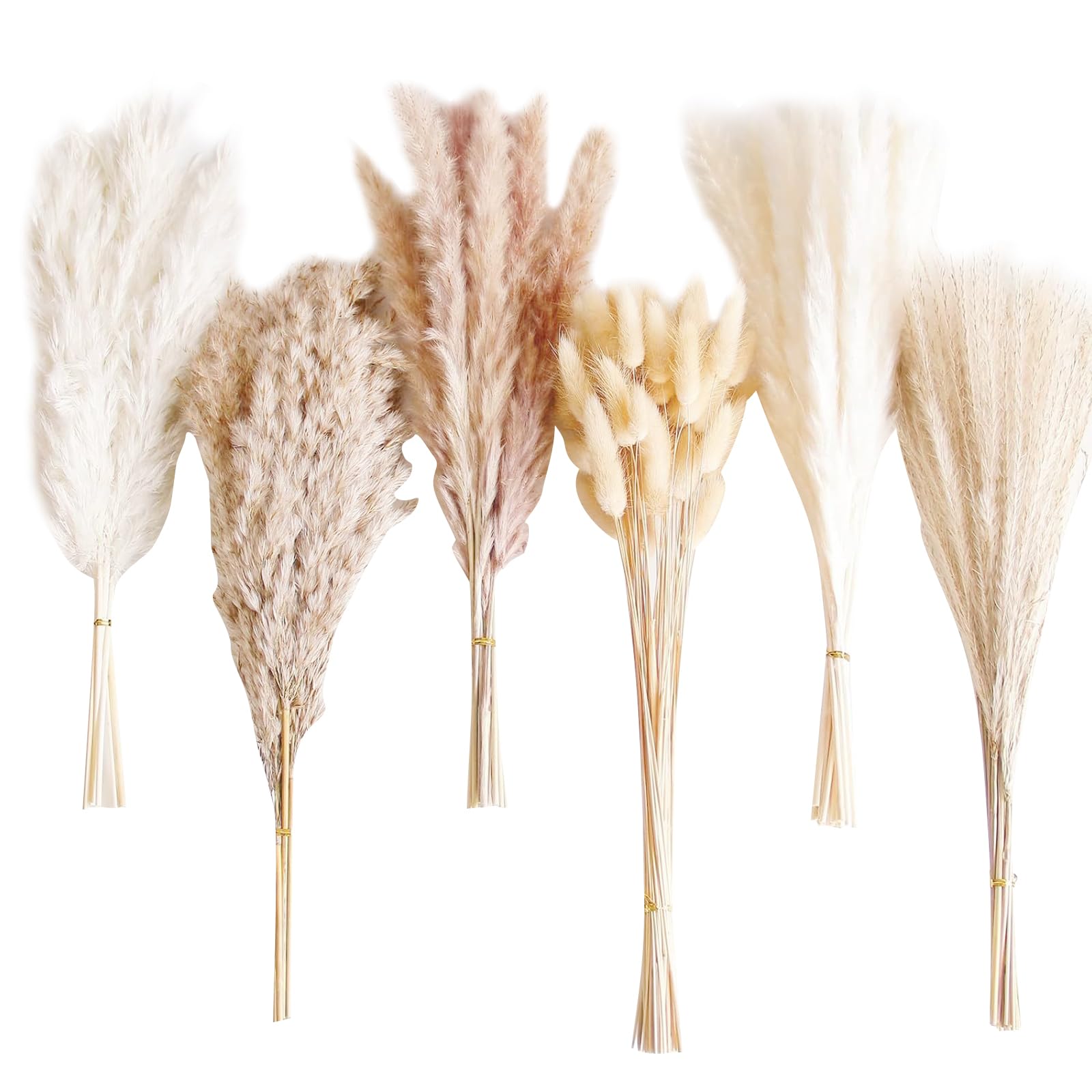 110 Pieces Reed Flower Set Dried Wheat Flowers Sheaves Plumes Grass Bouquet Dried Flower Pampas Grass Decor Natural Dried Flowers for Cake Wedding Birthday Party Wreath Indoor Home Decoration