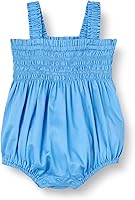 Amazon Essentials x Sofia Grainge Baby Girls' Sleeveless Woven Romper - 100% Cotton Sateen, Smocked Ruffles