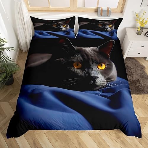 Juego de ropa de cama Erosebridal con diseño de cachorro de dibujos animados para niños, color negro y marrón, 3 piezas, juego de cama con estampado