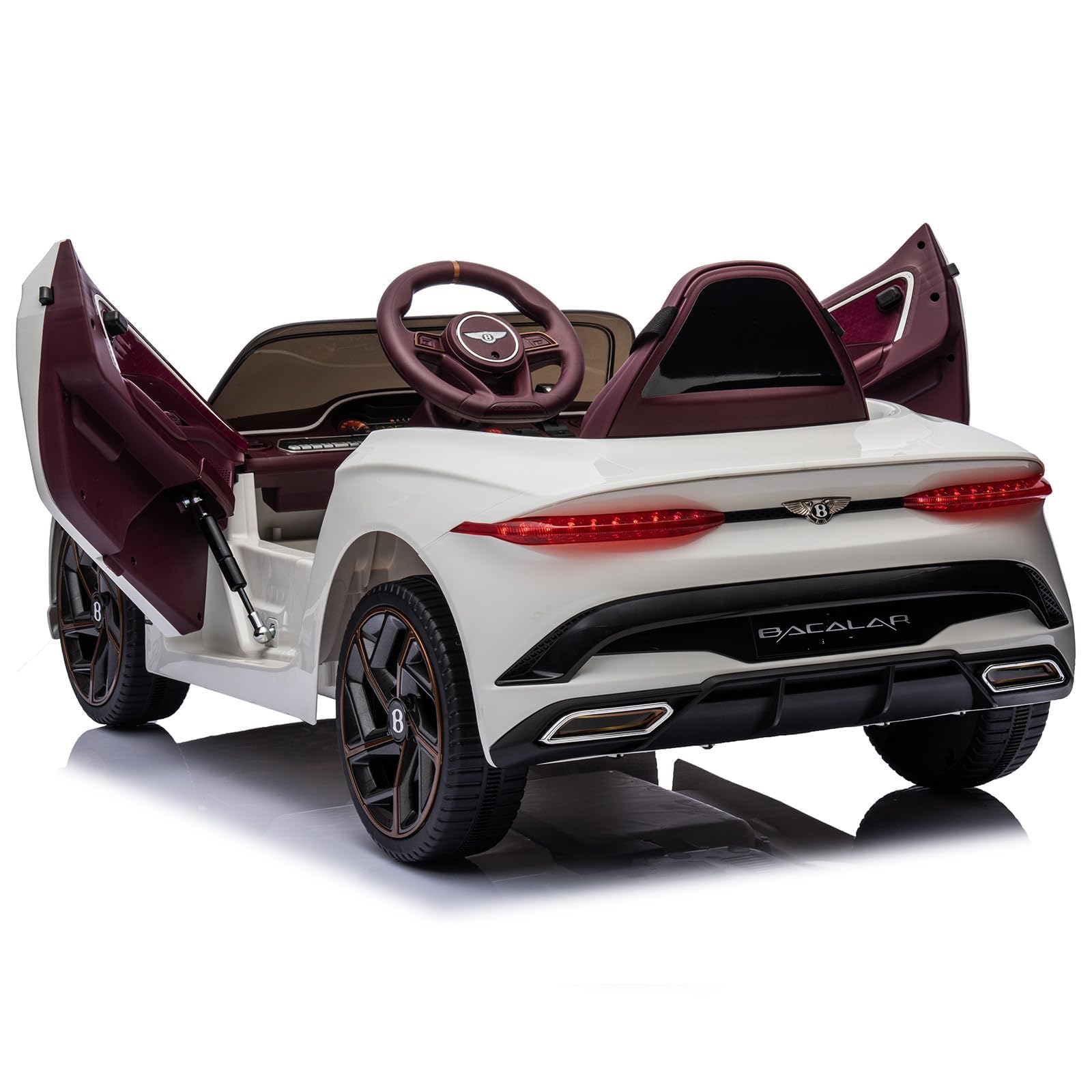 Garvee Coche Eléctrico Infantil Lujo Bacalar 12v – Licencia Oficial, Mando Parental, Puertas Tijera, Suspensión, 3 Velocidades, Luces LED, Música, Claxon – Vehículo Infantil Seguro – Color Blanco