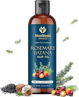 Moolveda Pure Batana & Rosemary Batana Oil Special Combo for Hair Growth By Dr Sebi Sourced From Honduras | Promotes Thicker, Shiny, Stronger & Healthy Hair | Hair Fall Control (Each 100 ml)
