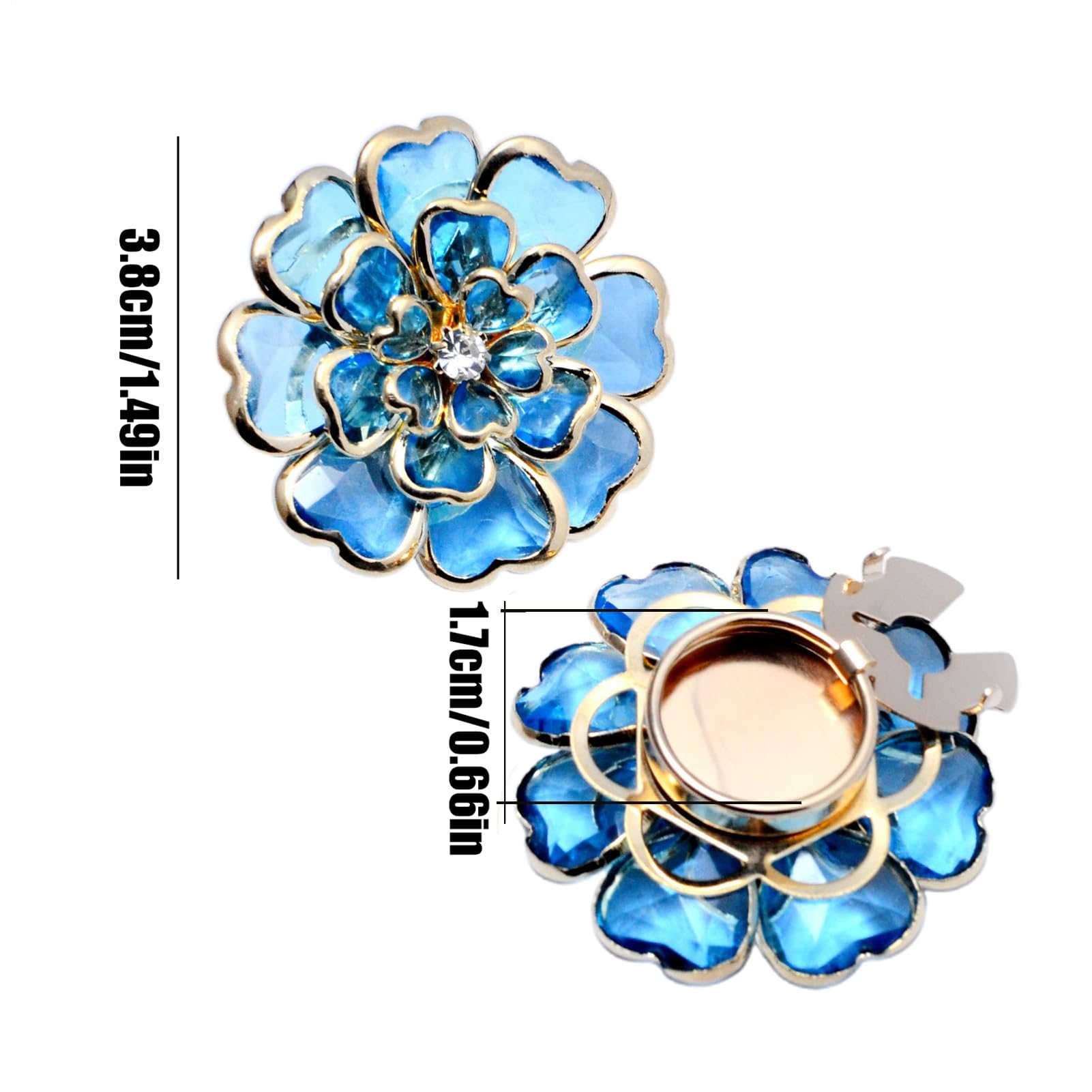 Fundas de botones de flores para mujer, camisas con diamantes de imitación, gemelos, clips decorativos, kit de costura, accesorios de vestir