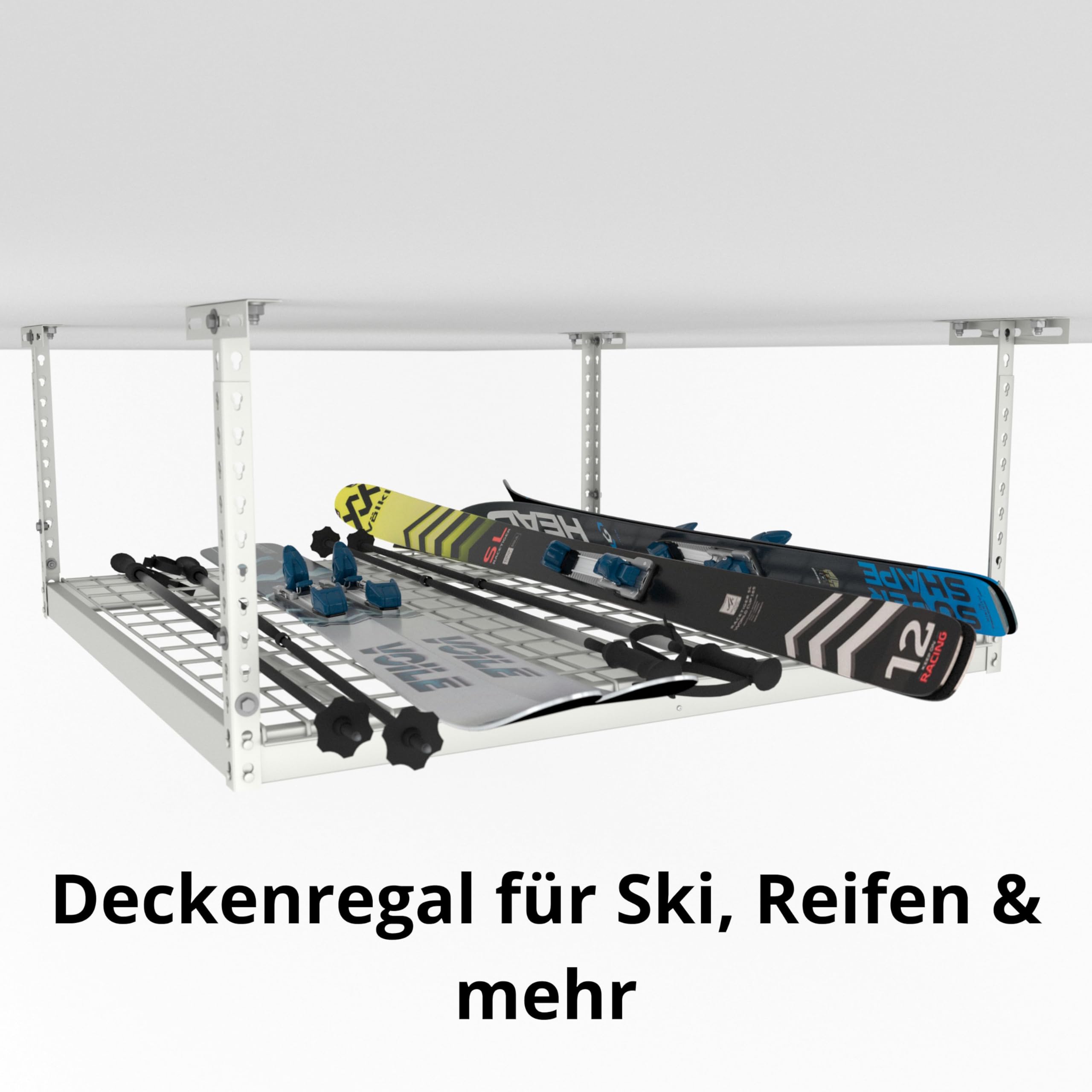 Velano Regal deckenhalterung - Hängeregal Decke - Werkstatt Schrank Metall 60x122 - Reifenregal - Schwerlastregal - Garage - Kellerregal - Lagerregal - Shelf - Regalbrett - Werkstatt Aufhängung Decke