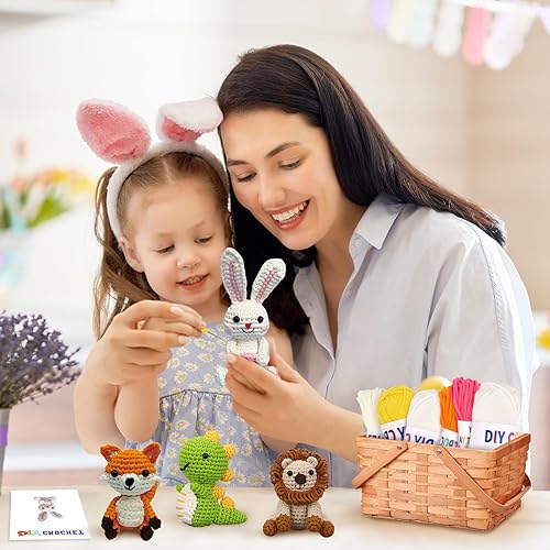 Miniatura 8 de 6 kits de ganchillo para principiantes con hilo personalizado de alta calidad mejorado y tutoriales en video paso a paso, kit de tejido ideal para