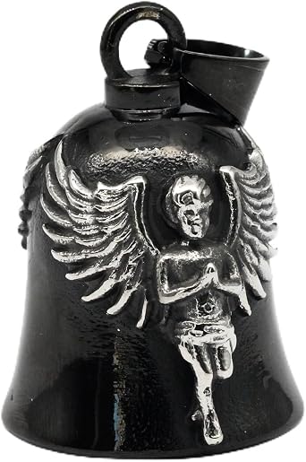 Guardian Prayer Blessing Angel Gold Wing Motorcycle Biker Bell Hanger or Key Chain for Good Luck on the Road