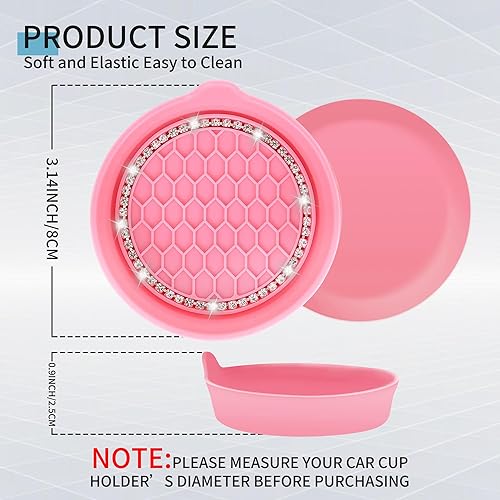 Miniatura 4 de Amooca - Portavasos antideslizantes y universales para auto, accesorios para el interior del auto con diamantes de imitación de cristal brillante,