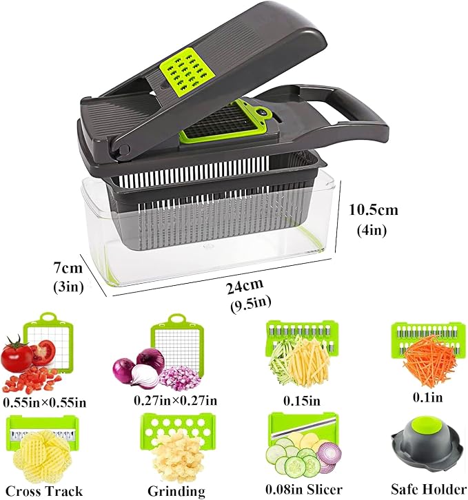 Cortadora y picadora de vegetales 12 en 1 con 7 cuchillas miniatura 3