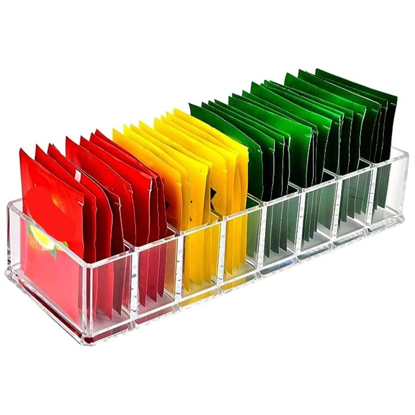 Organisateur De Sachets De Thé Boîte de rangement de sachets de thé à 8 compartiments, 2 pièces, support de rangement de sachets de thé au lait et café, présentoir de cosmétiques, boîte de rangement à