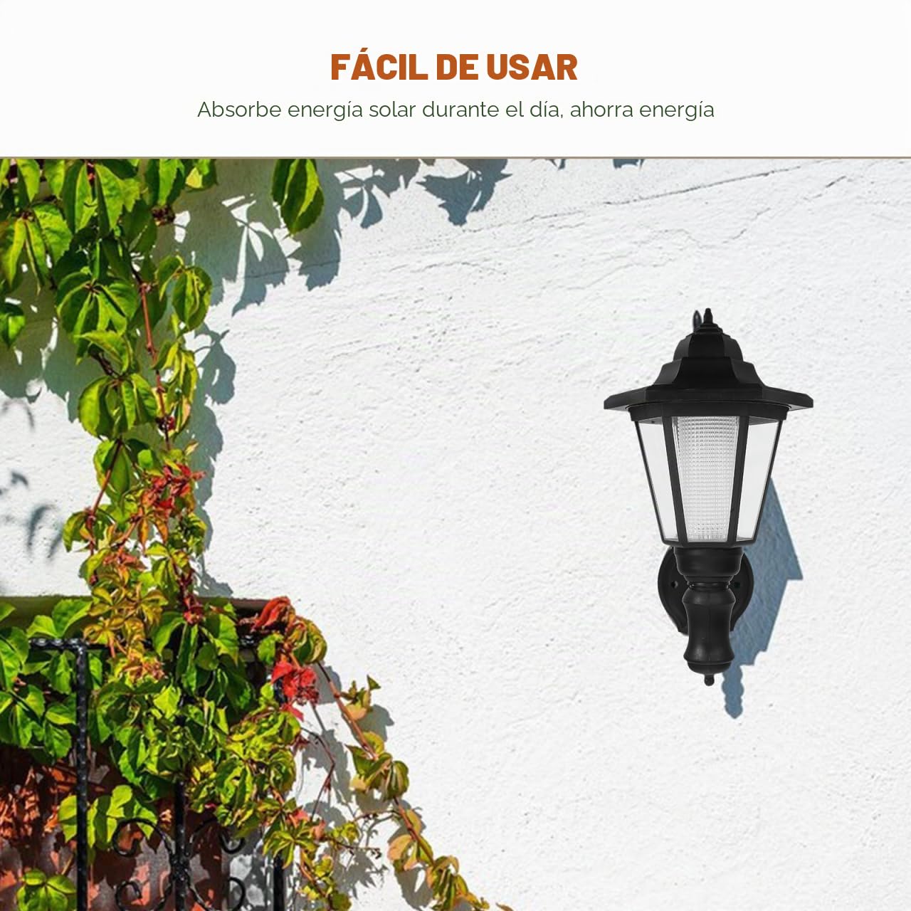 OSALADI Lámpara De Pared Con Energía Solar Para Exterior Luz Solar Pared Exterior Para Jardín Patio Y Pasillo Aplique Decorativo Blanco 6.29X5.11X11.02 Pulgadas