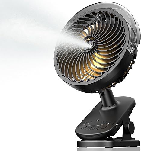 Miniatura 1 de RAZZMA Ventilador Misitng portátil, ventilador de clip con batería de 8000 mAh con clip para escritorio, oscilación automática, 3 velocidades, 2