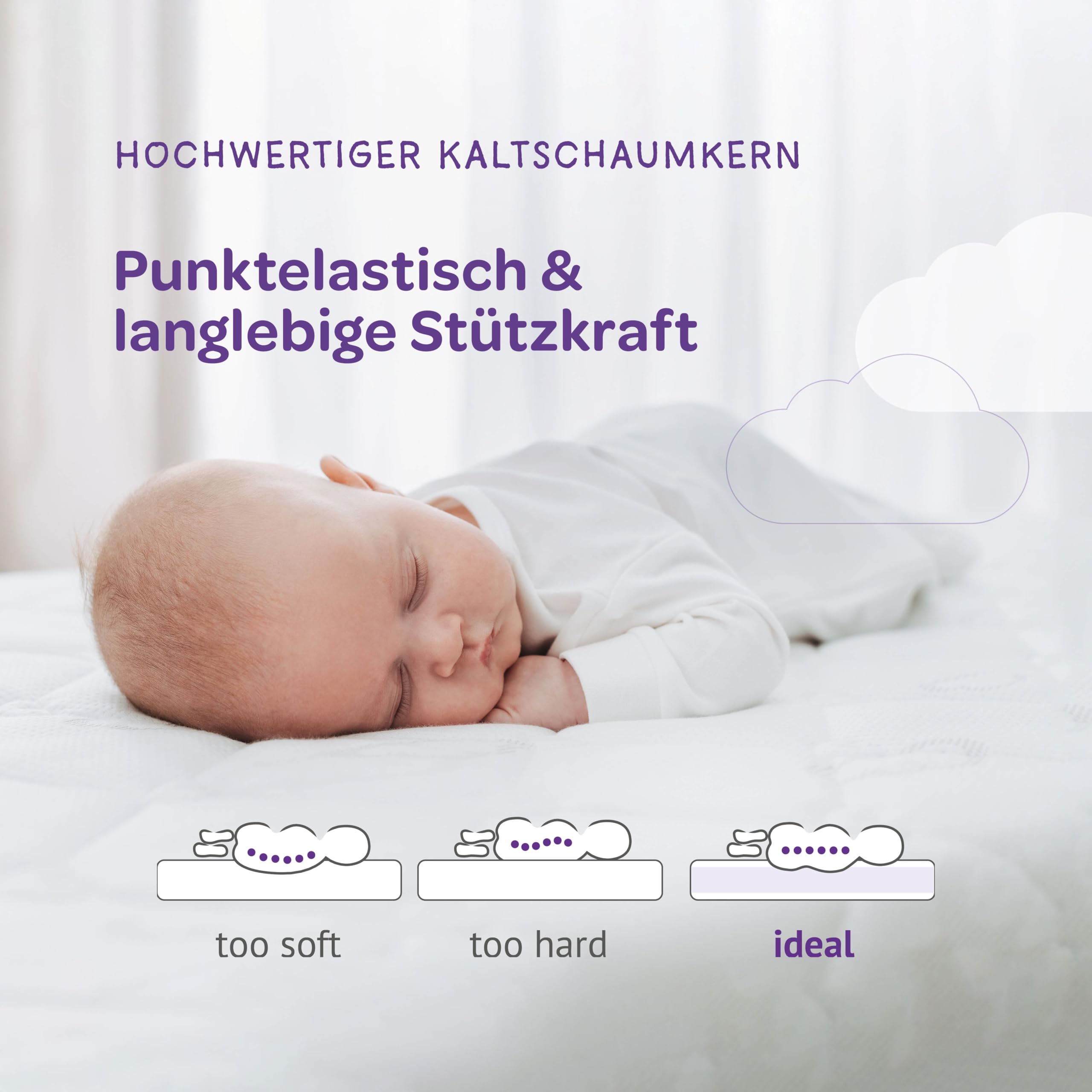 Träumeland T014301 - Babymatratze Regenbogen 60 x 120 cm