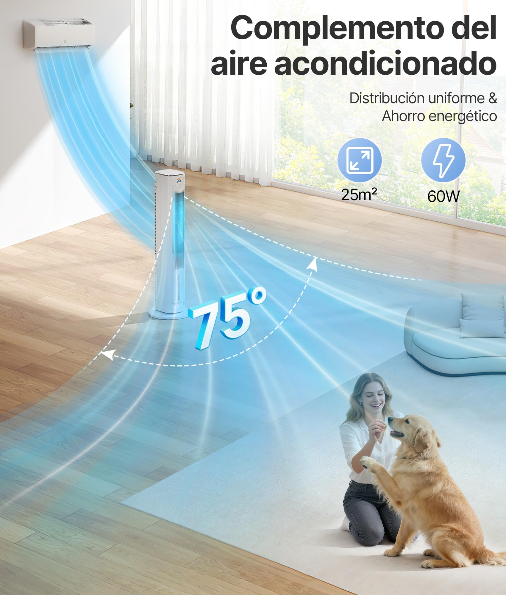 Climatizador Evaporativo Portátil- Alternativa al Aire Acondicionado Portatil Enfriador de Aire Silencioso,3 Modos, Temporizador 12H, Mando, Blanco
