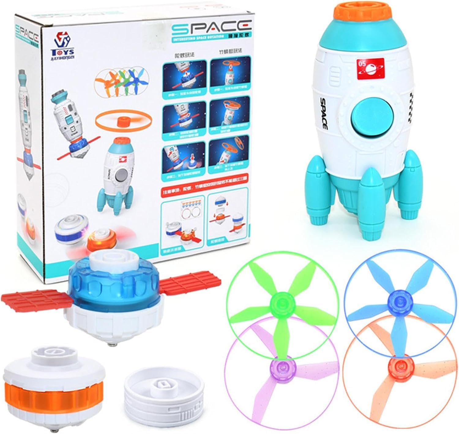 B&K Flying Saucer Launcher No Battery Required Creative Shape One-key Start Smooth Edge Shatterproof Handled Flying Disc Launcher Parent-child Toy