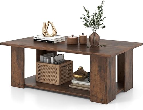 Miniatura 10 de GOFLAME Mesa auxiliar con almacenamiento mesa central moderna para sofá para espacios pequeños soporte de TV para sala de estar sala de recepción y