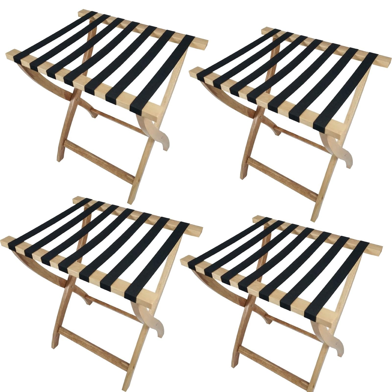 MSHGSKU Luggage Rack Luggage Rack - Suitcase Stand, Expandable Foldable Suitcase Stand With Shoe Rack, Floor Organizer And Stand, Solid Wood Luggage Rack For Hotel, Hos,natural-4pcs