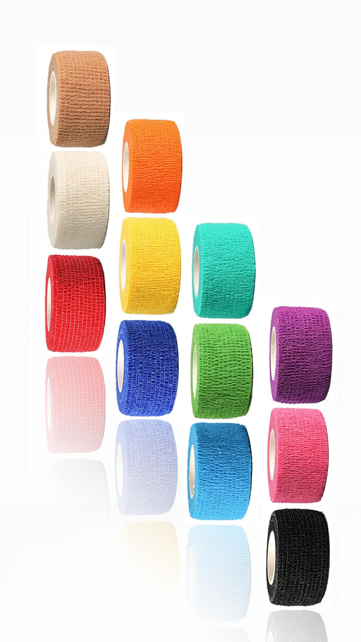 12-Pack 1” x 5 Yards Self Adhesive Bandage Wrap - Athletic Elastic Cohesive Bandage for Sports Injury, Strain, Knee & Wrist, Ankle Sprains & Swelling First Aid