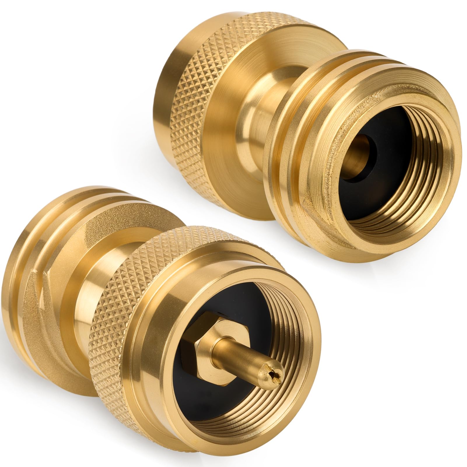 2 Pack 1lb Propane Tank Adapter, 20lb to 1lb Converter, Hook Up Small Propane Tanks When 20lb Ran Out, Solid Brass