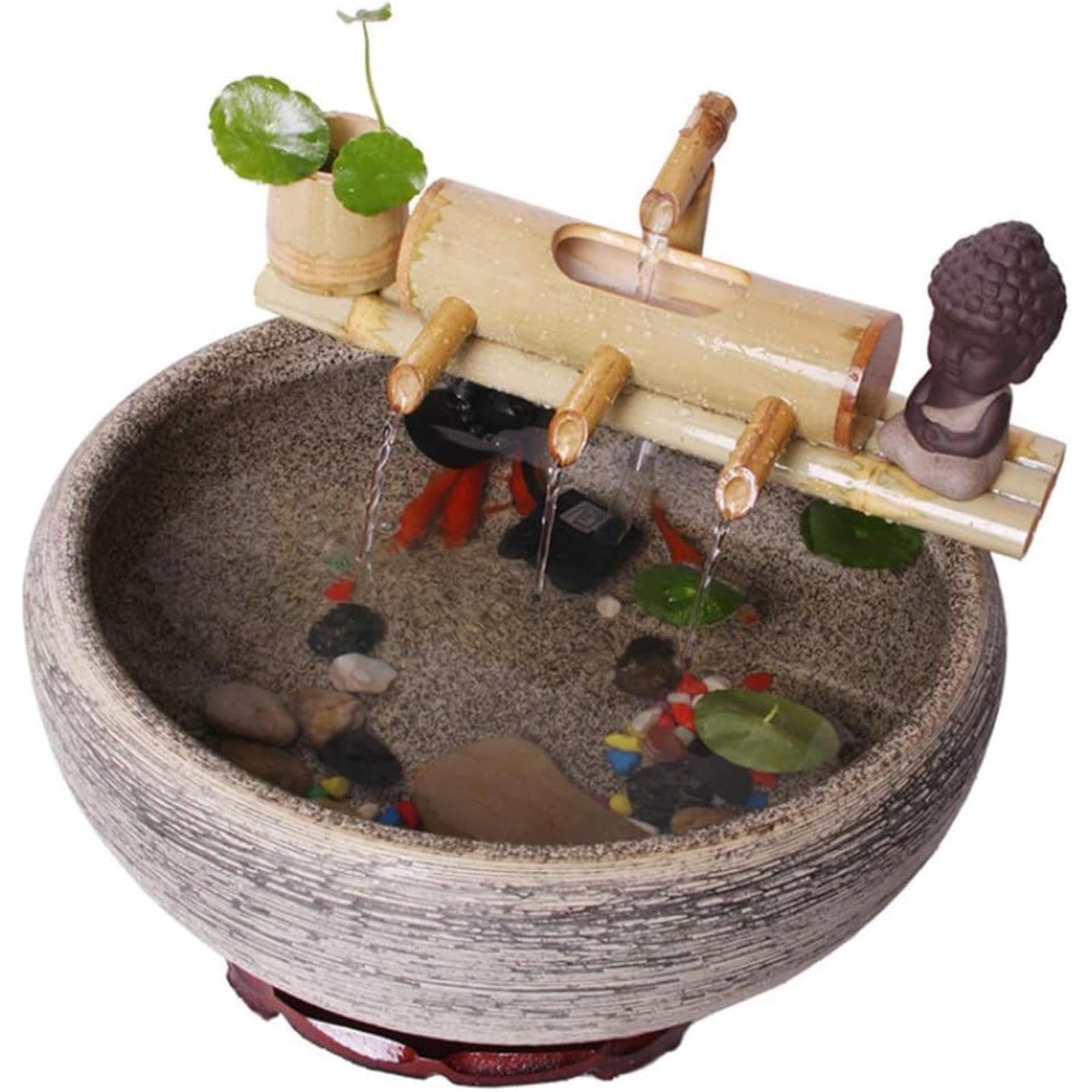asdchZen Bamboo Fountain, Freestanding Feng Shui Zen Fountain, Japanese Garden Decoration, Decorative Water Feature, For Desk, Patio, Yard, Pond, Stone Trough, Fish Tank, 19.7In,19.7in