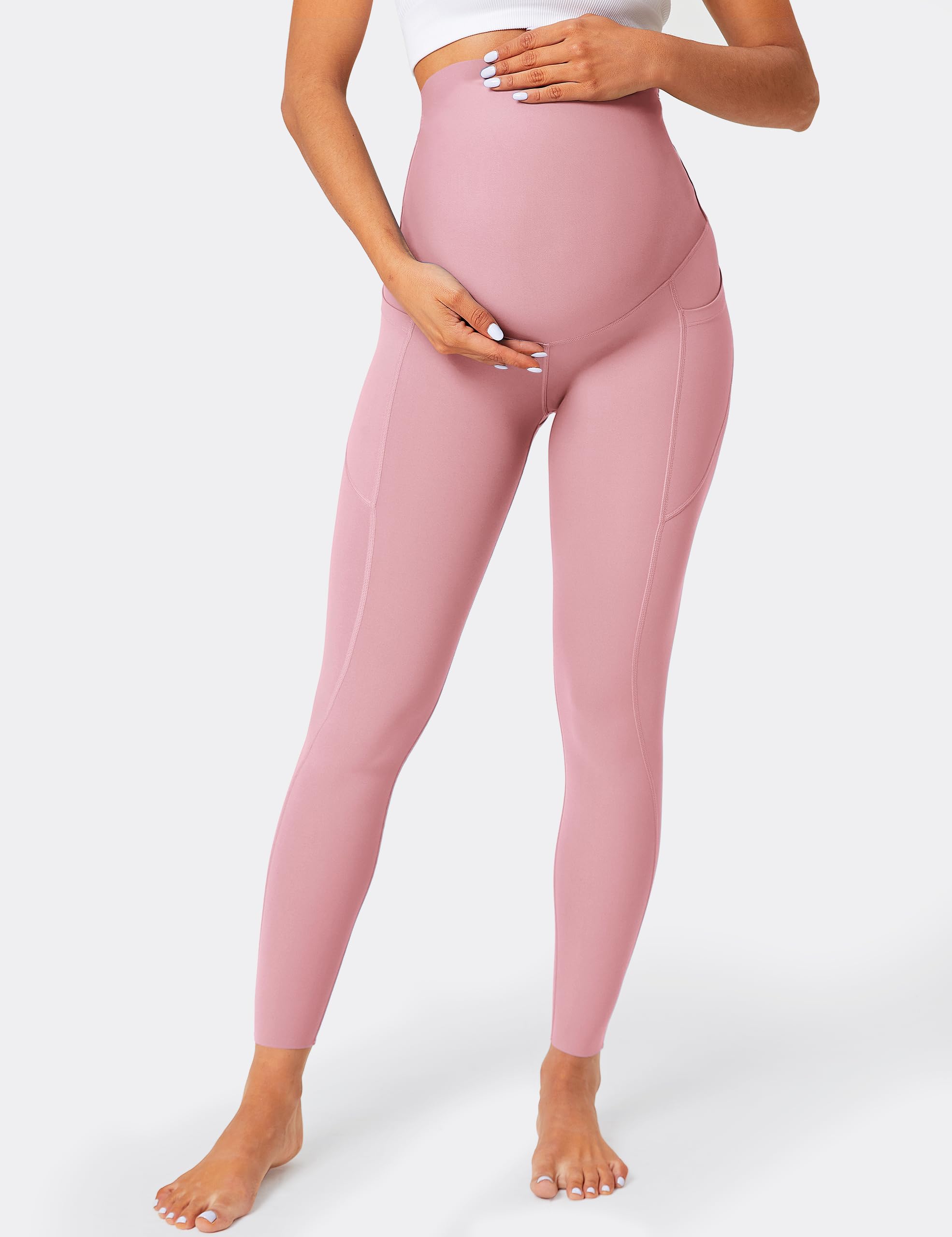 BAYDI Nudi Legging de grossesse pour femme avec poches, opaque, long, taille haute, doux et élastique