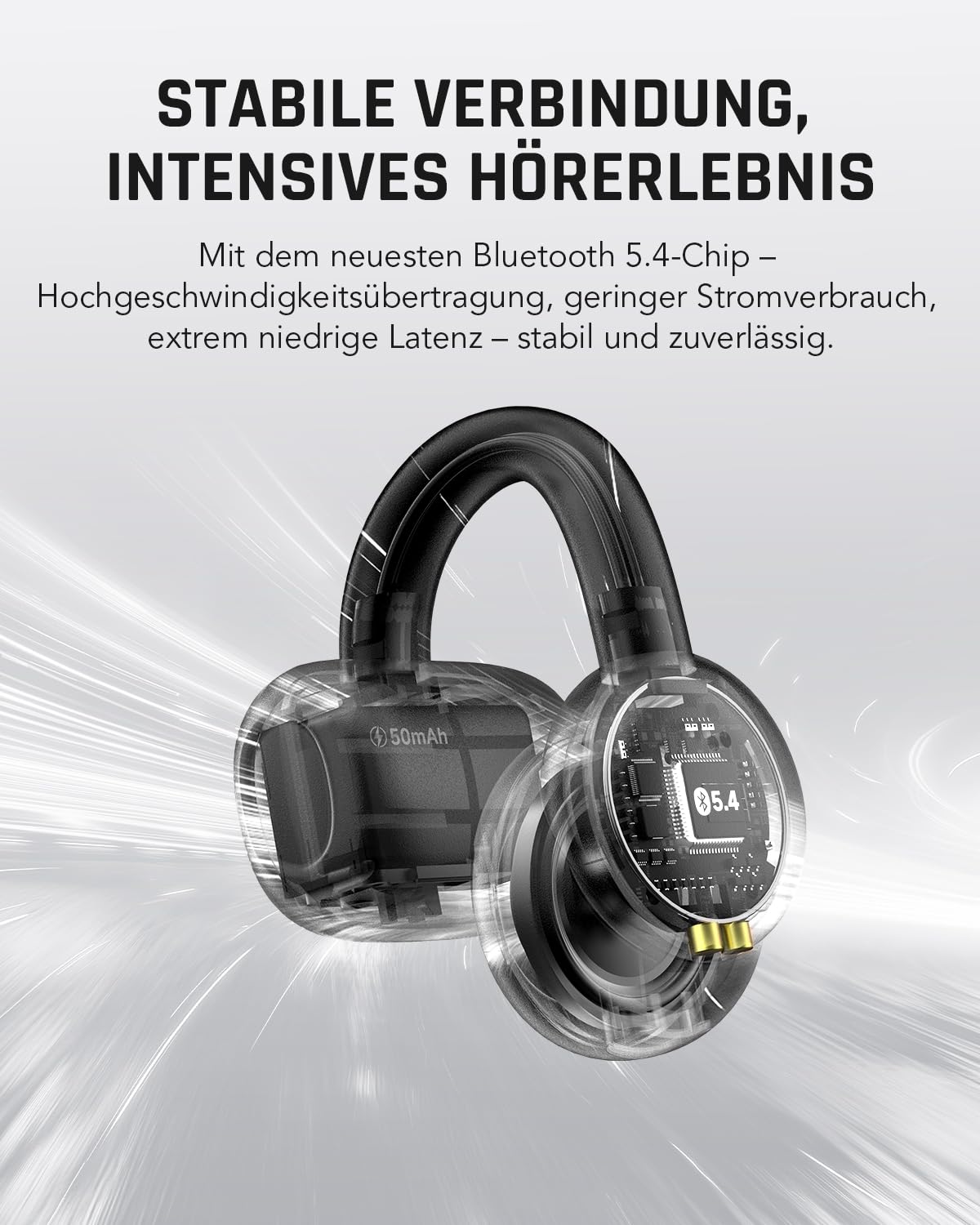 Black Shark T19 Open Ear Kopfhörer Kabellos Bluetooth Clip On Ohrhörer, 5g Leicht komfortabel, Adaptive Klangqualität für Musik und Spielmodi, 50H Akk, LED, DNN klare Anrufe, für Laufen Training