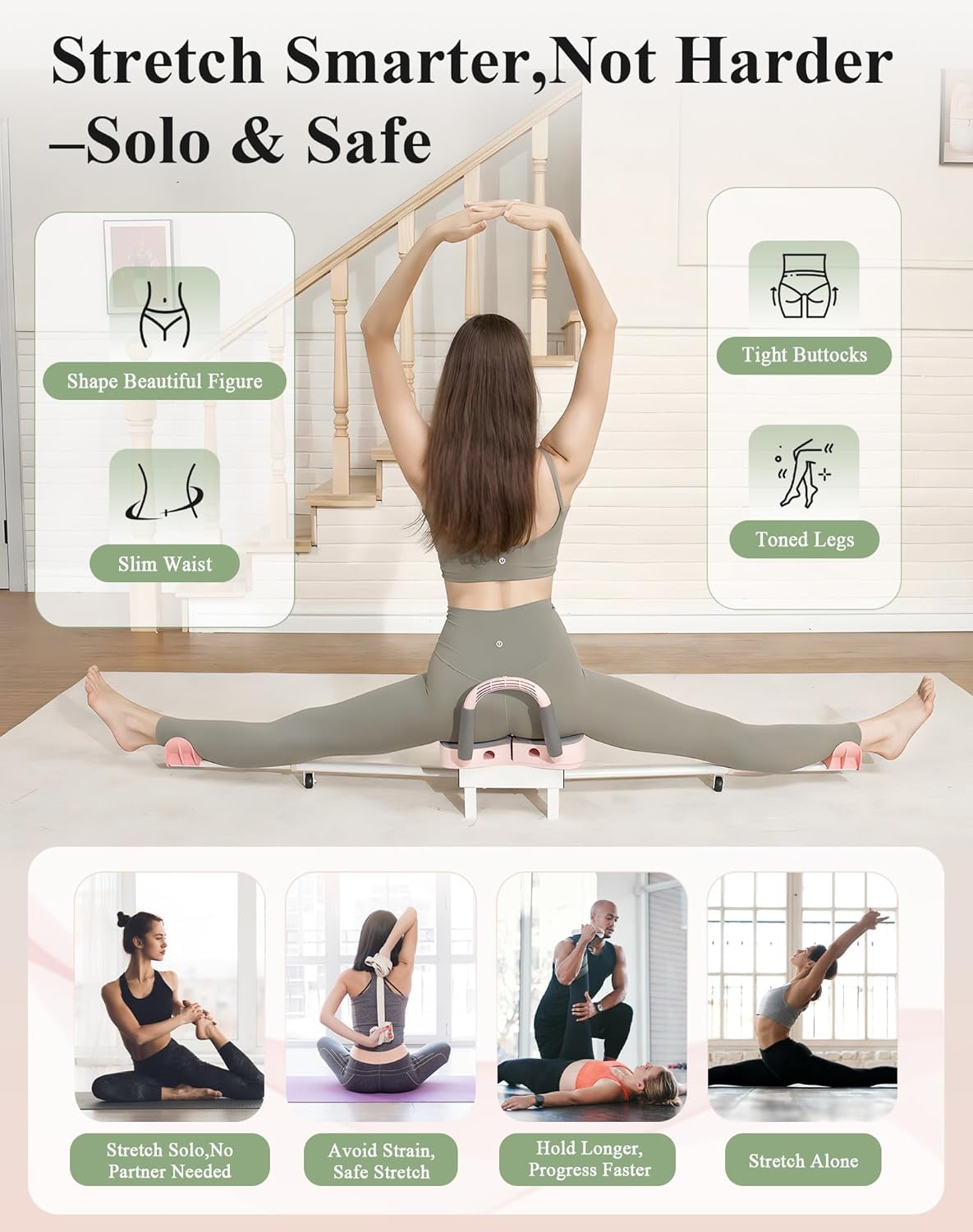 Beinstrecker Split, 0-180° Split Stretching, Tragfähigkeit 200 kg, Beinspreizstange für Fitness, Tanz, Yoga