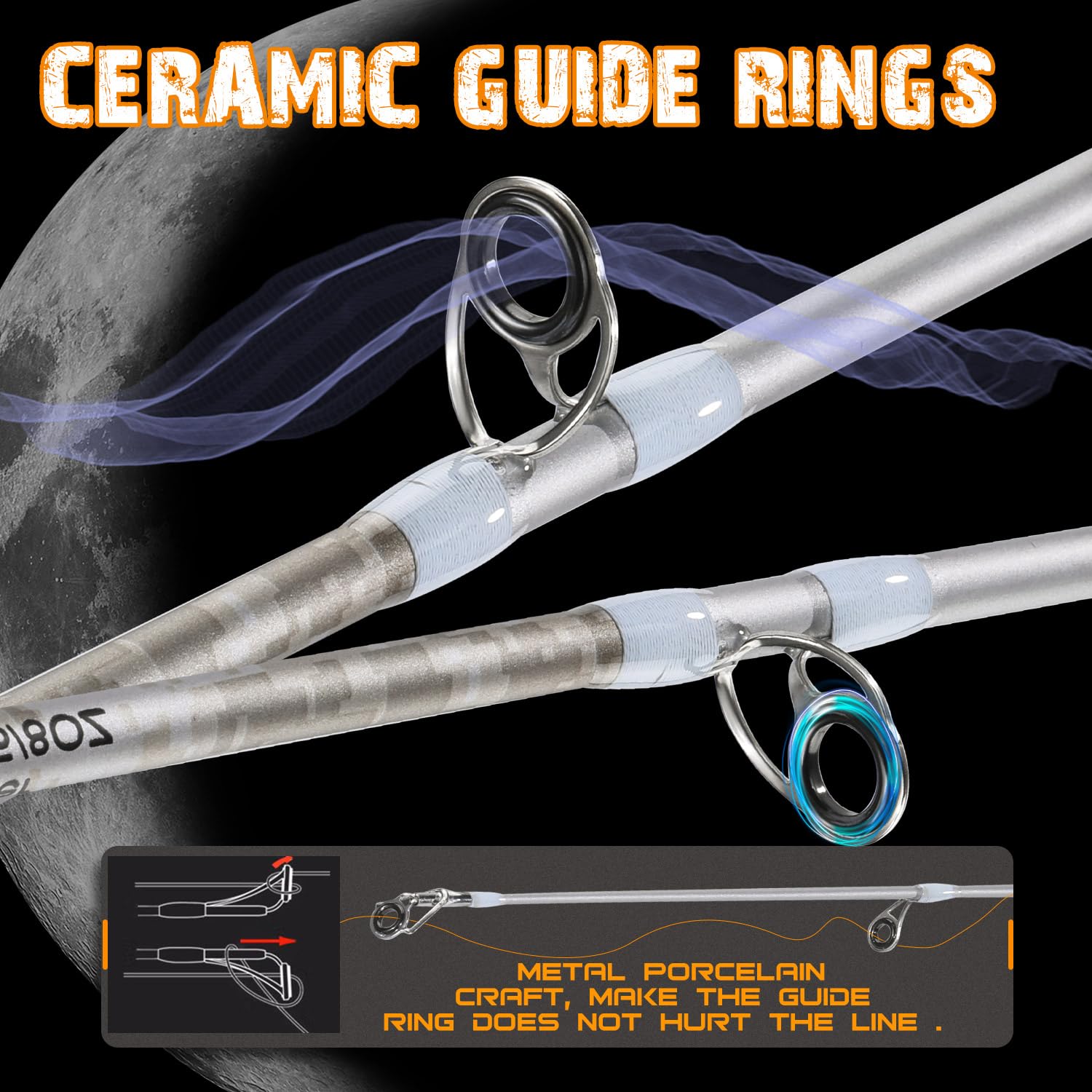 Sougayilang Caña de pescar IM6 Grafito Spinning Rod & Casting Rod – Dos piezas, mango SuperPolymer caña de pescar para pesca de perca