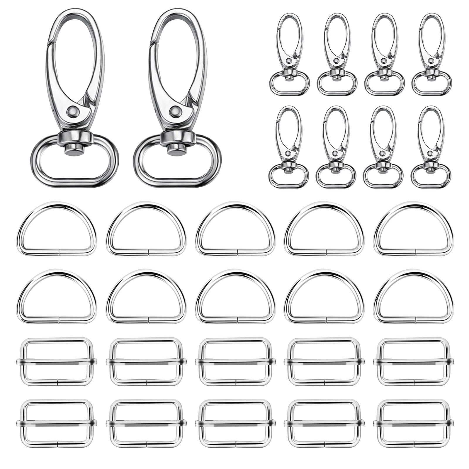 wodemeilon Draaibare karabijnhaak met draaischarnier, sleutelhanger, D- ringen, triglide-schuifgesp, riemversteller, metaal, magnetische knopen, gespen en sluitingen voor doe-het-zelf naai-accessoires
