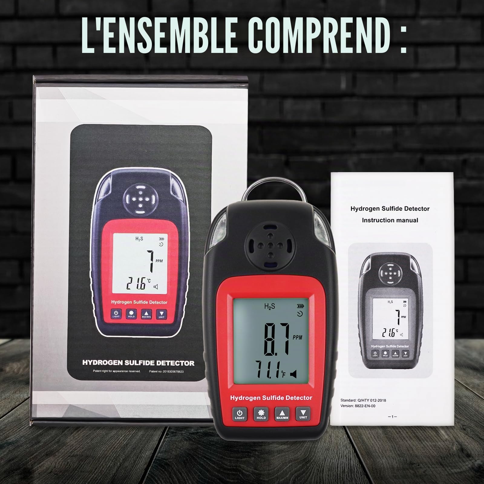 Détecteur de sulfure d'hydrogène Détecteurs de gaz et alarmes Électrochimique H2S H₂S Moniteur Compteur Capteur Alarme d'empoisonnement Écran LCD Rétroéclairage