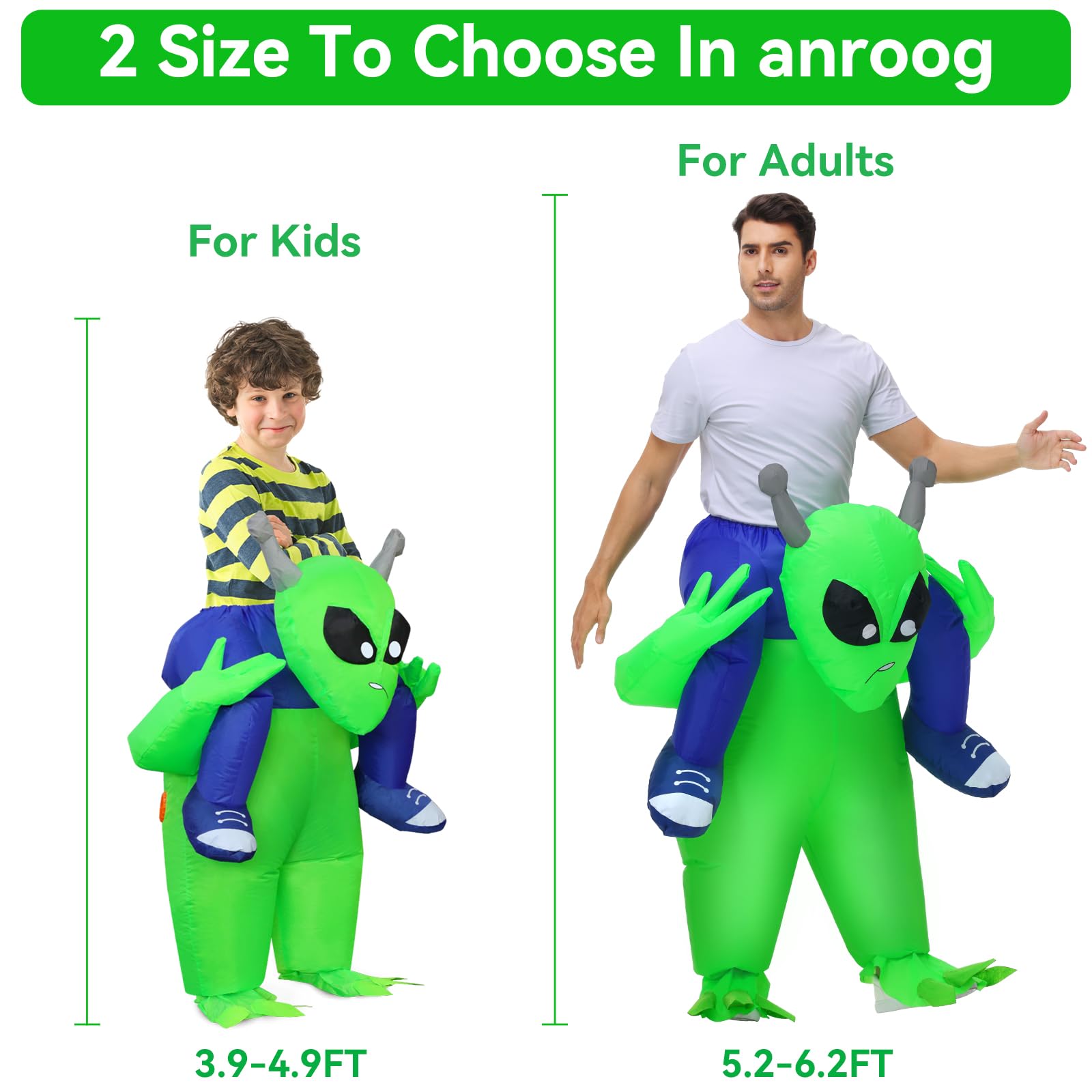 Anroong Inflatable Alien Costume for Adult Halloween Blow Up Alien Costumes Ride on Alien Suit For Men Women Funny Cosplay Party - Image 2