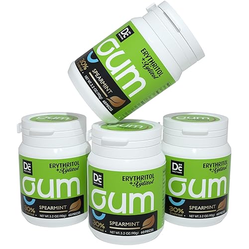 DC24 DAILY CARE Goma de mascar sin azúcar hecha con xilitol y eritritol, sin aspartamo, goma de mascar baja en calorías, menta verde de larga