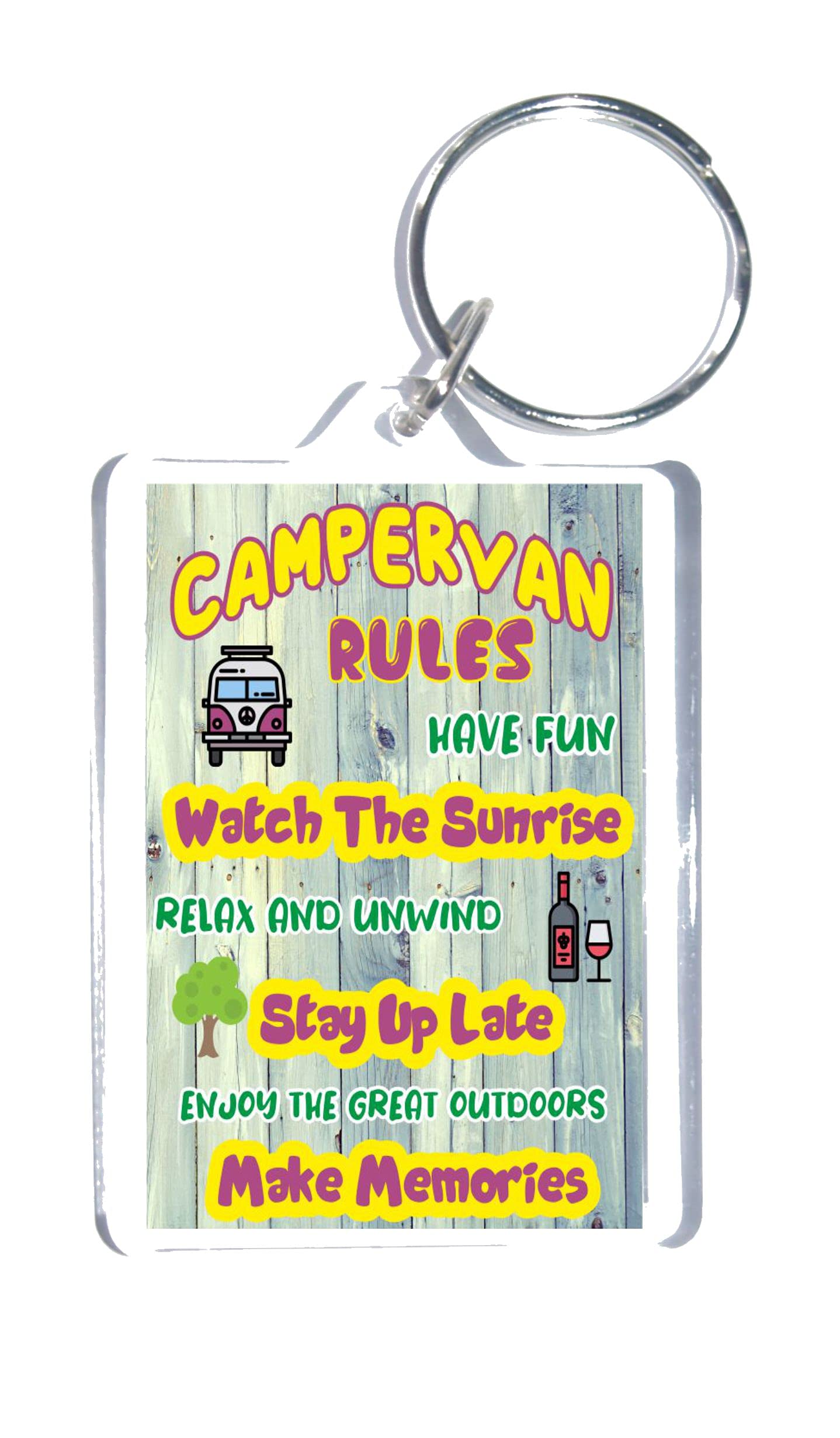 Fun Camerpan Lover Gift – Campervan Rules – Keyring - Novelty Present