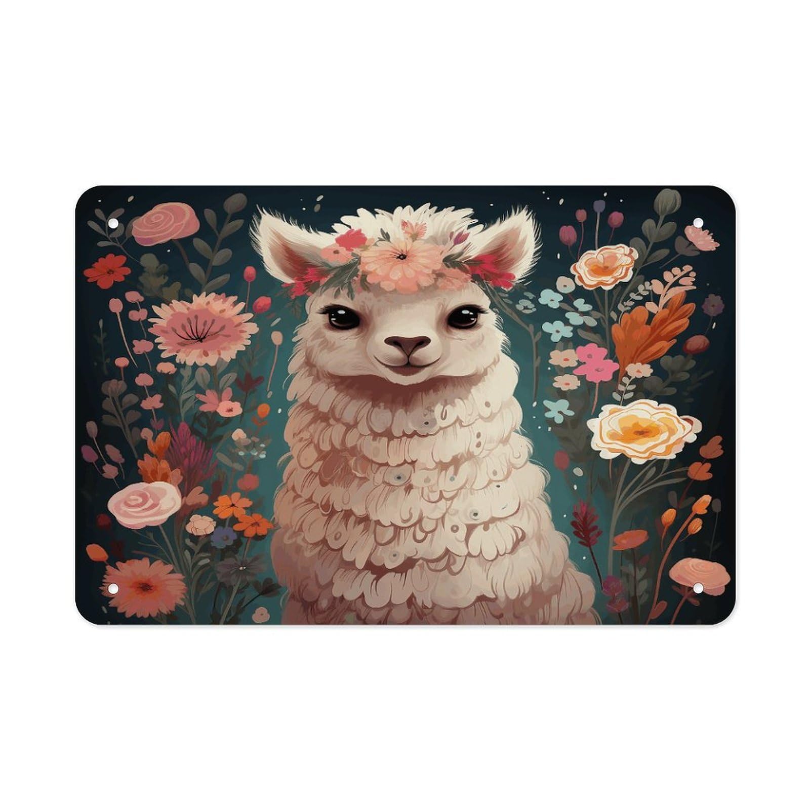Fodpand Style Flower Alpaca Wall Art Metal Signs Tin Sign