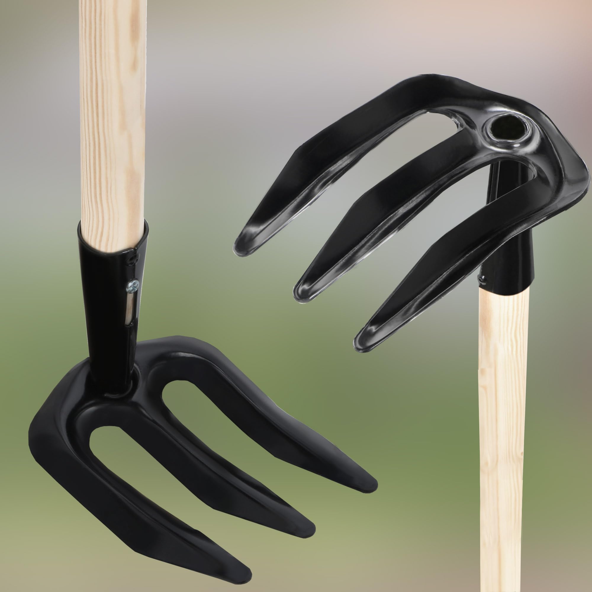 KOTARBAU® Kartoffelhacke mit 3 Zinken Holzstiel 135 cm Landwirtschaftliches Hacke aus Stahl Werkzeug Feldhacke Gartenwerkzeug Gartengeräte Gartenzubehör Garten Handwerkzeuge Pflanzhake