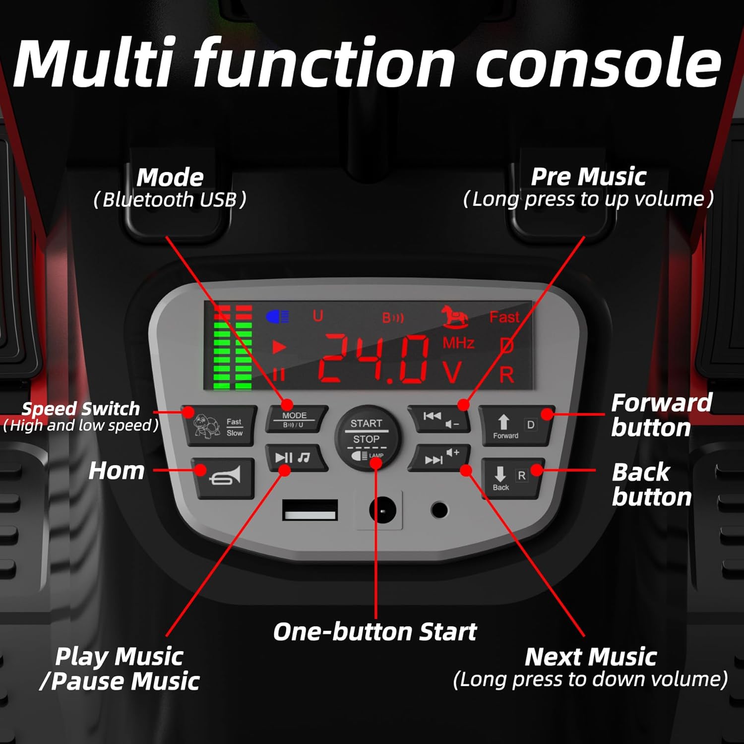XJD 24V 7Ah Battery Electric Go Kart with Adjustable Seat, Powered Pedal Go Karts for Kids Youths Christmas Birthday Gifts for 3 Years and Up 7.5MPH (Red, 24V)