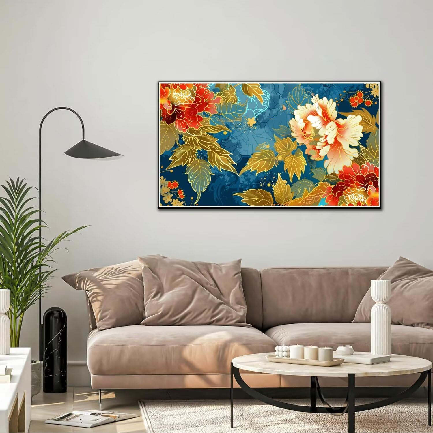 Dipingere con i Numeri Adulti, Batik Kit di Pittura Acrilica Fai-da-Te per Adulti Principianti, 160x90cm Paint by Numbers Adulti/Bambini con Pennelli Pittura a Pigmento Acrilico, Senza Cornice (Fiore)