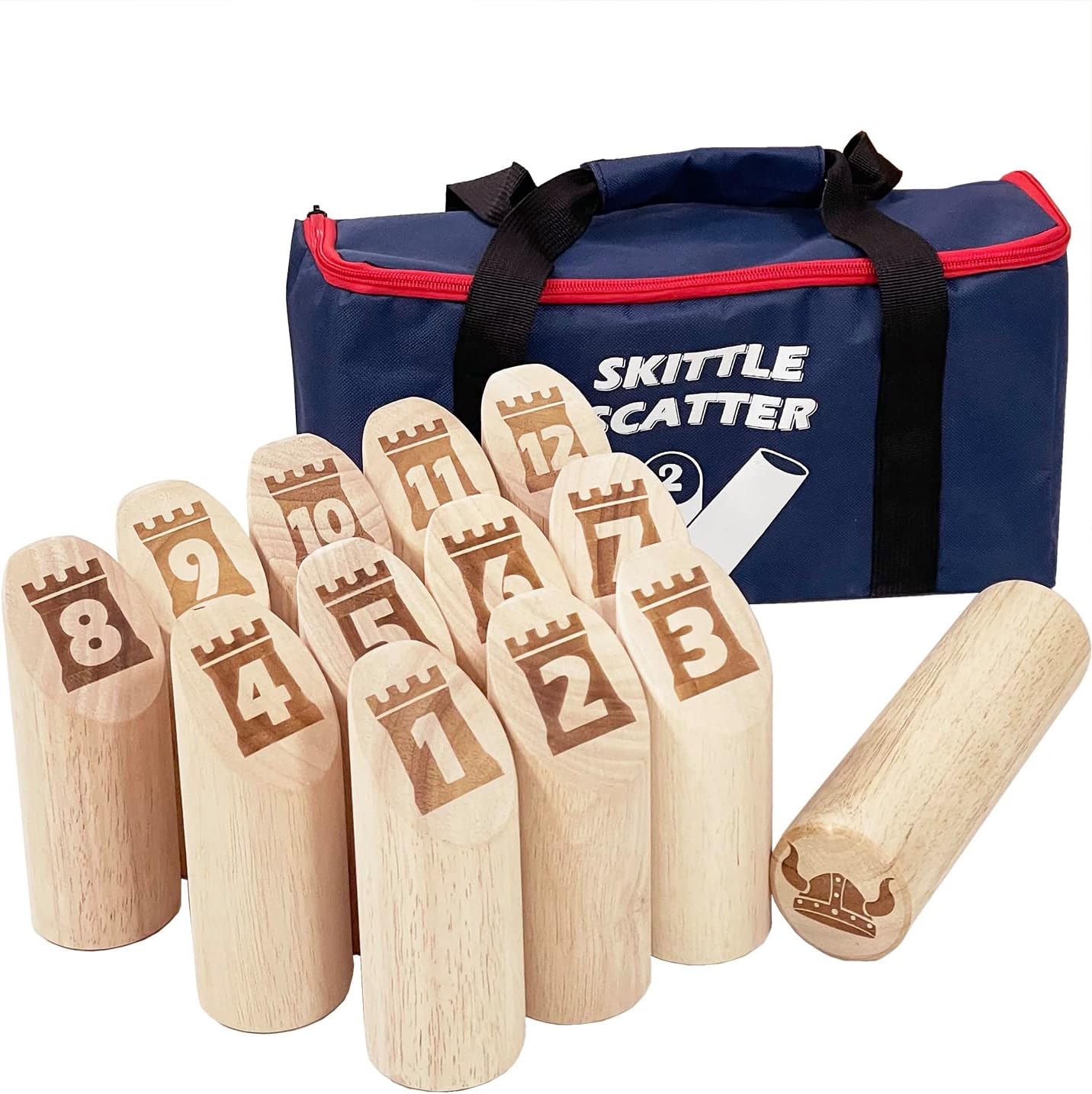 JacMok Skittle Scatter Throwing Game Kubb Game Viking Game