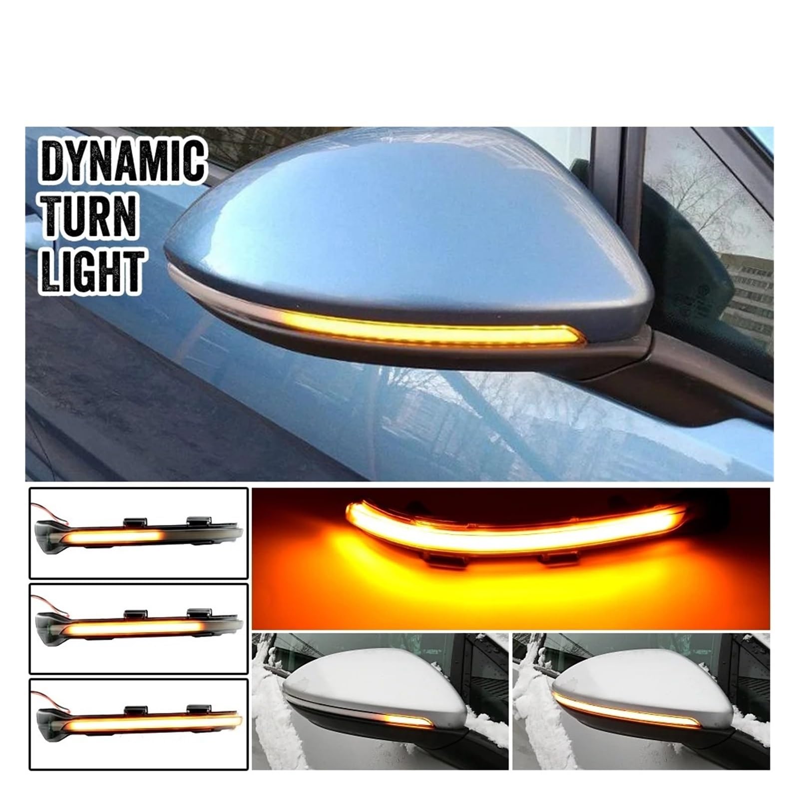 Indicatore Di Direzione Dinamico Per Golf 7 MK7 7.5 Per GTI R Sportsvan Per Touran L II 2 Pezzi Indicatore Direzione Dinamico Specchietto Laterale A LED Laterale Destro(Crystal white)