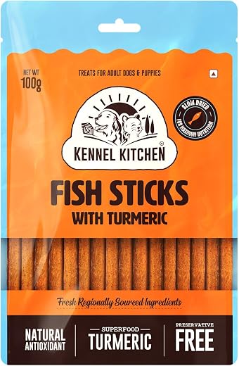 Kennel Kitchen Soft Baked Fish Stick Treats for Dogs, 100g (Pack of 1) | Soft Dog Chew Sticks | Dog Treats for Adult Dogs ...