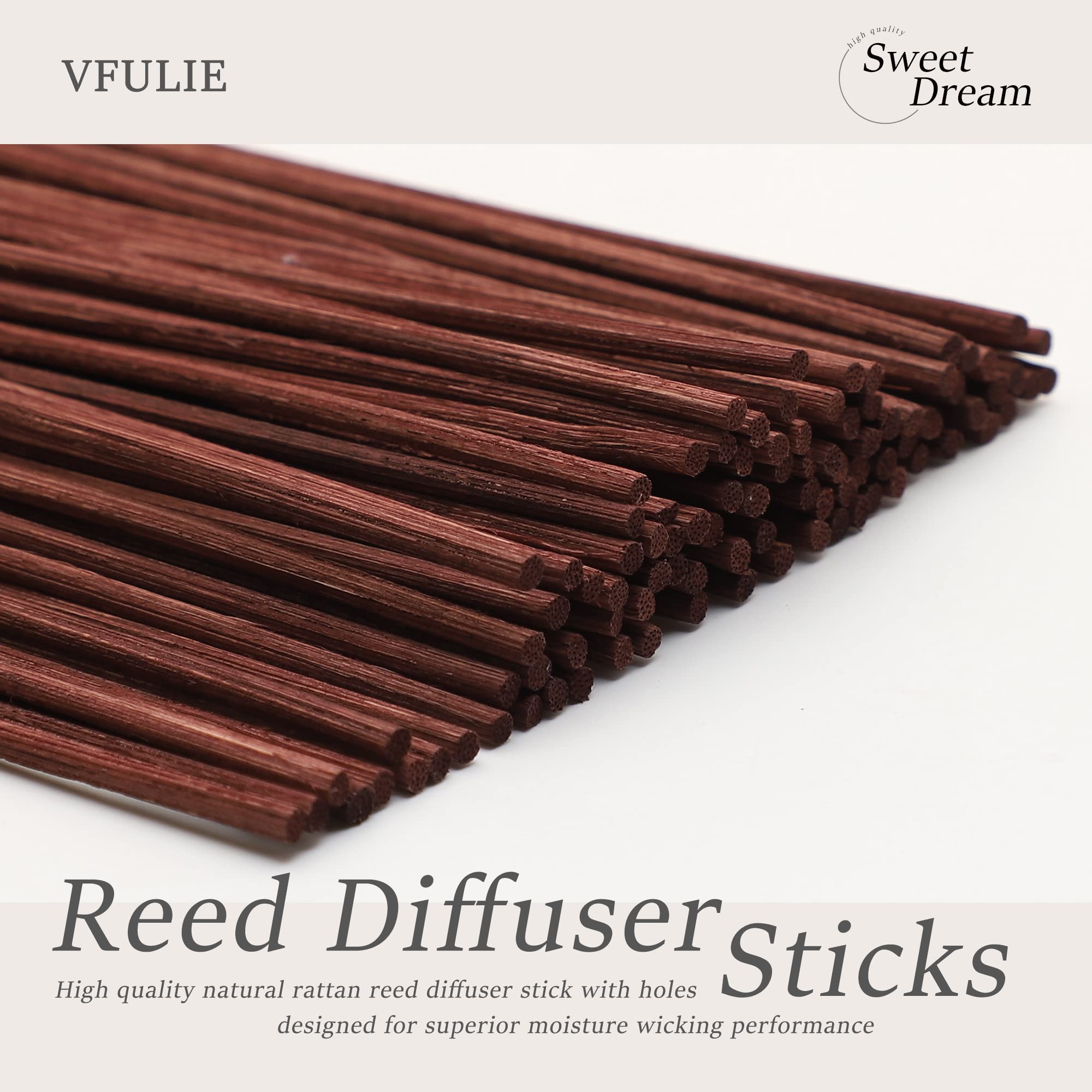 M&H Diffusorstäbchen, 25,4 cm, natürliche Rattan-Holzstäbchen, ätherisches Öl, Aroma-Diffusor-Sticks, Nachfüllpackung/Ersatz für Aromaduft, 100 Stück