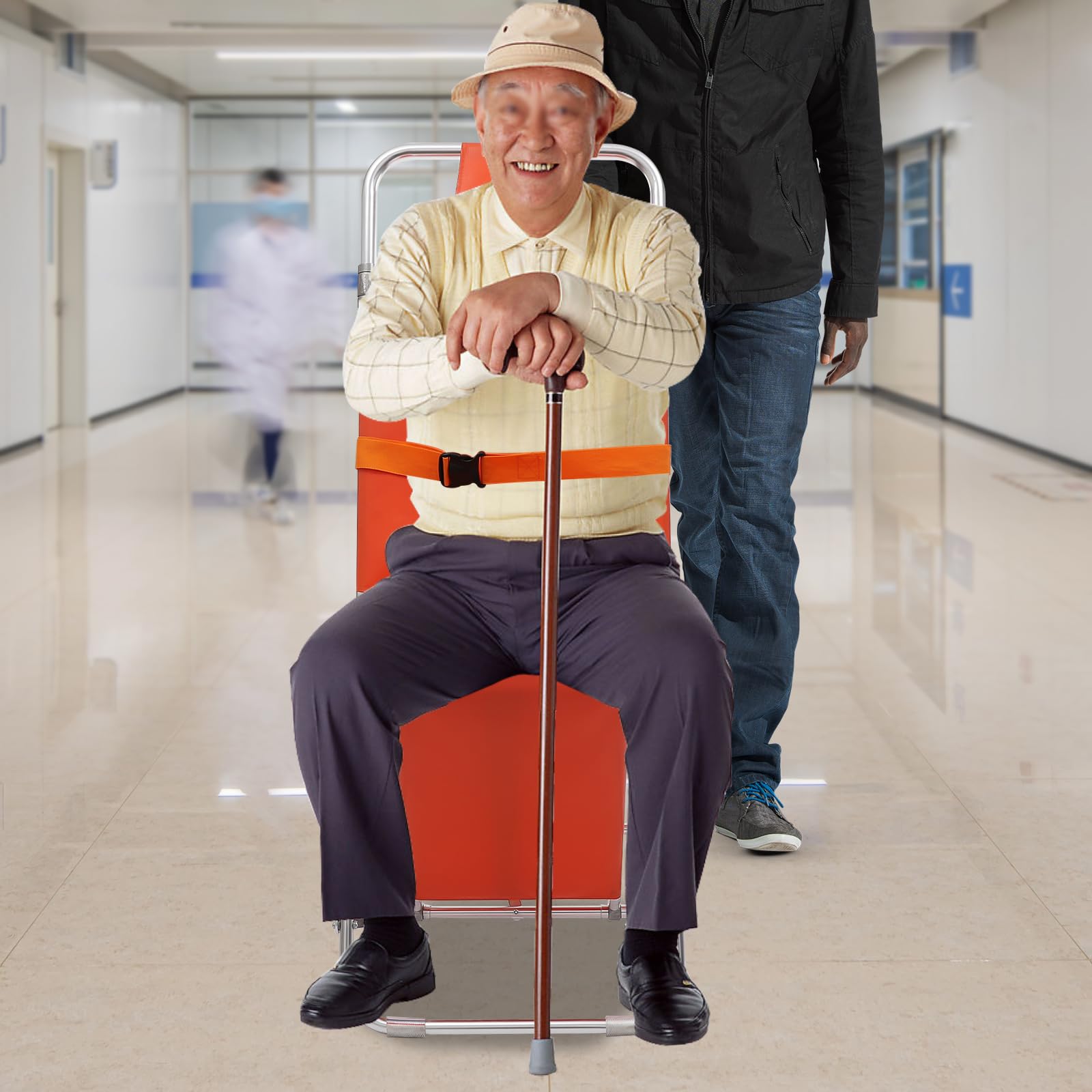 Chaise d'escalier pliable pour une évacuation rapide et sûre - Capacité de charge : 159 kg - 2 roues - Idéal pour la maison, les hôpitaux et les équipes de sauvetage