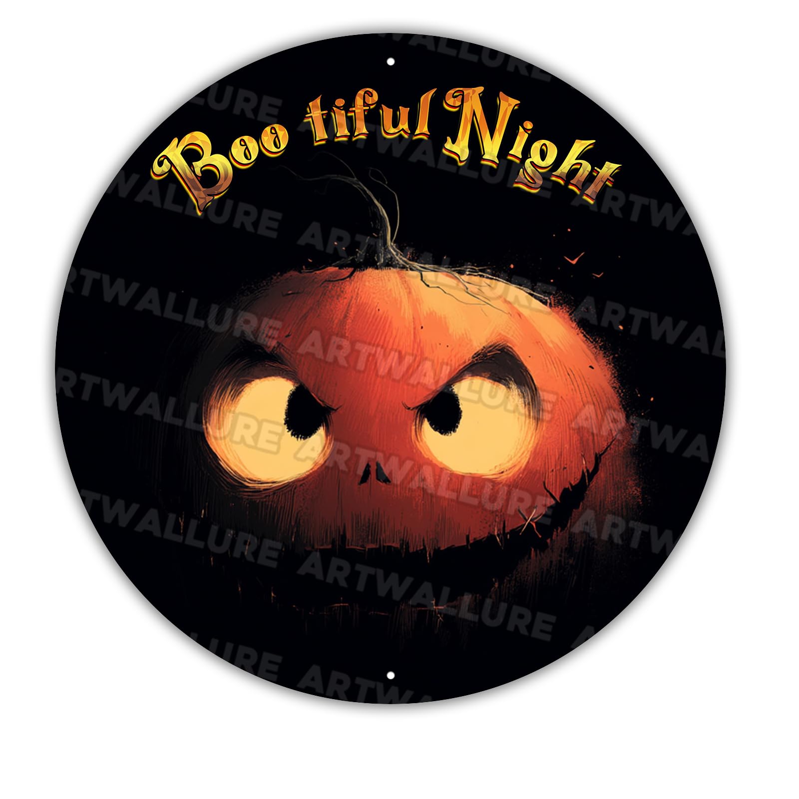Bootiful Night Pumpkin Metal Tin Sign Vintage Halloween Decor Gothic Wall Art Retro Plaque Spooky Home Bar Cafe Decor 12x12inch