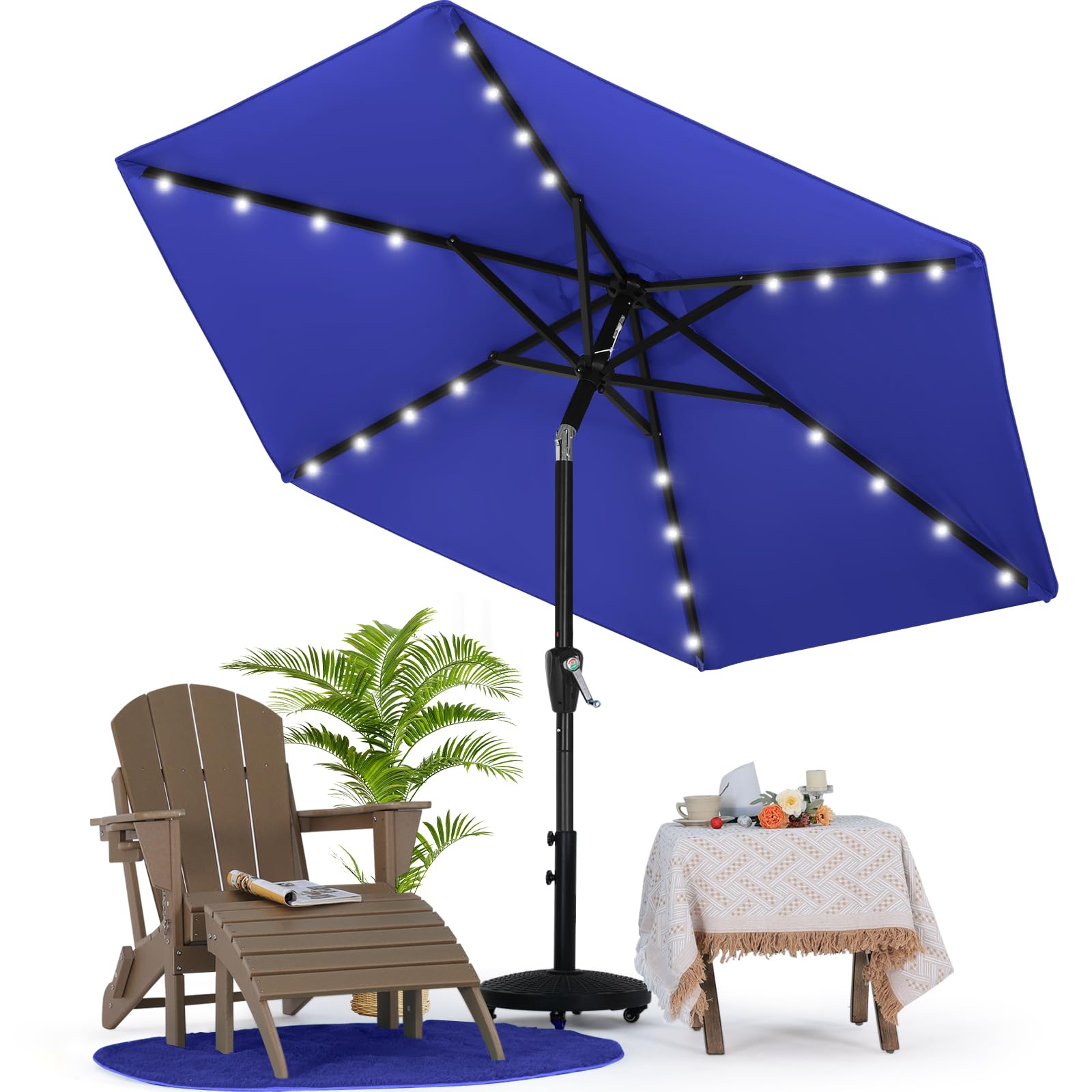 MASTERCANOPY Patio Umbrella with Solar LED Lights(2.3M,Blue) — image 1