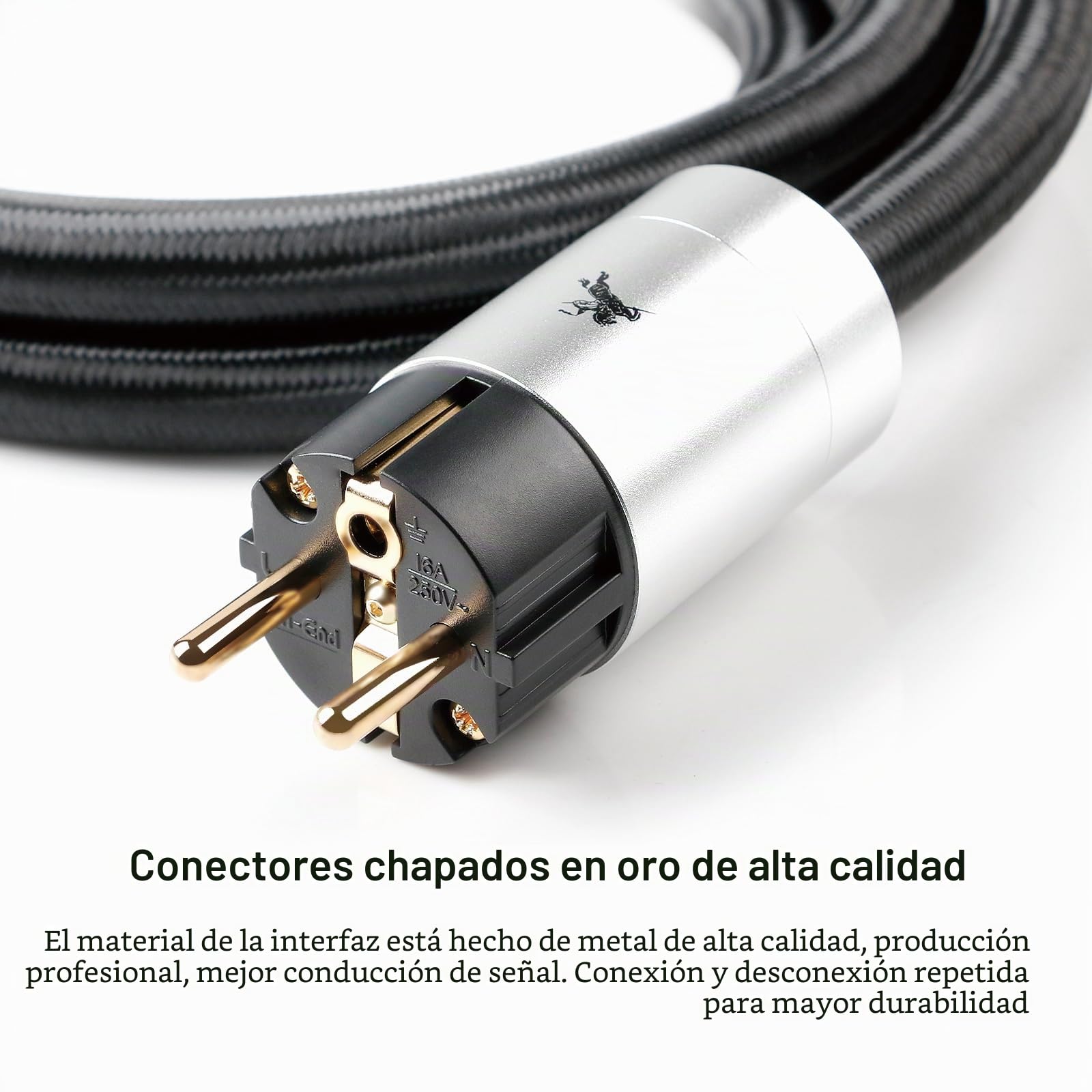 Impeto Cable de Alimentación HiFi C15 de Gama Alta con Enchufe Europeo, Enchufe Schuko y Conector para Dispositivos Fríos, para Decodificadores de DVD y Audiófilos (1 m)