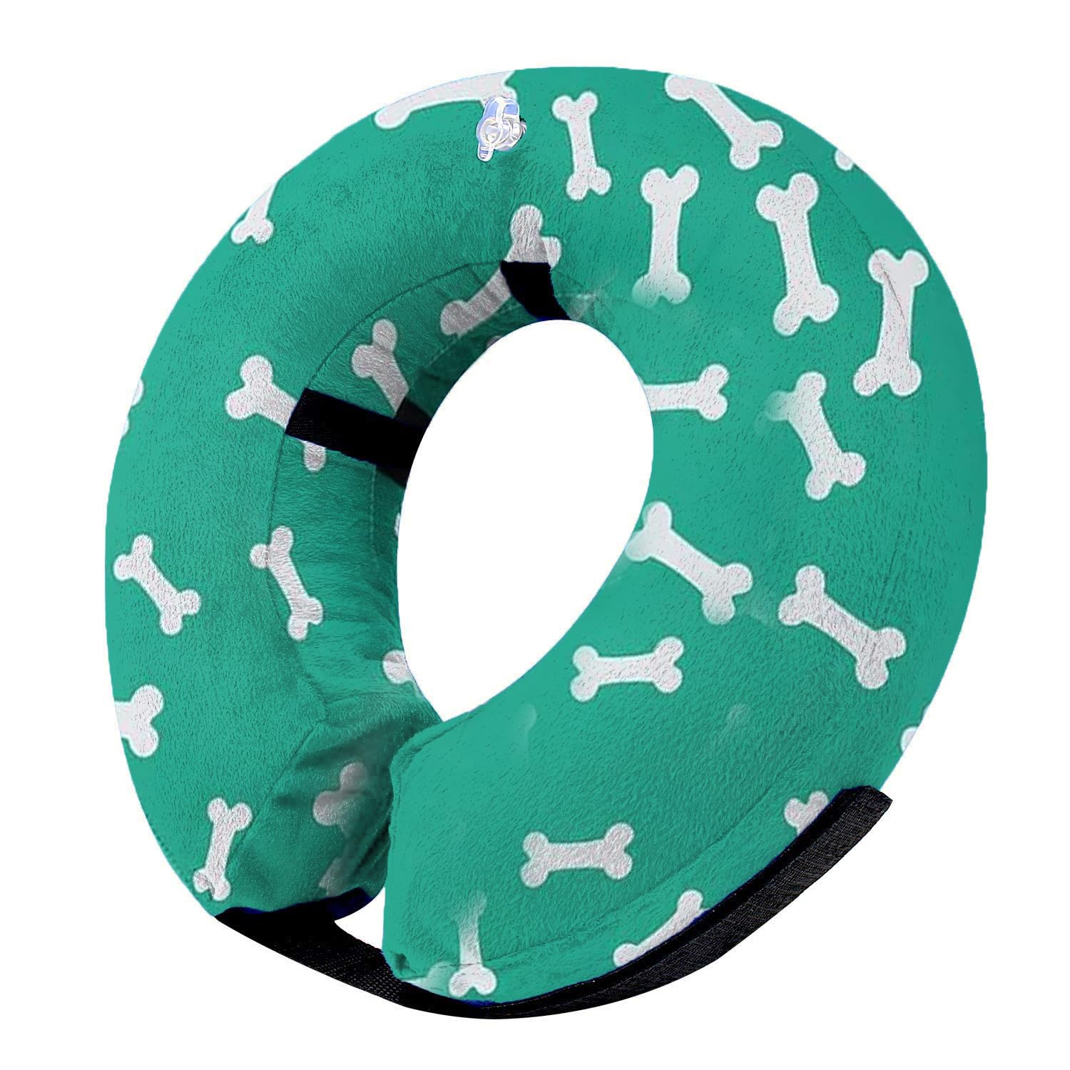 Ducomi Collare Protettivo Gonfiabile Elisabettiano per Cane e Gatto per Recupero Postoperatorio dell'Animale - Libertà nei Movimenti e Vista - Previene l'Infezione da Graffi e Morsi (Bones, S)